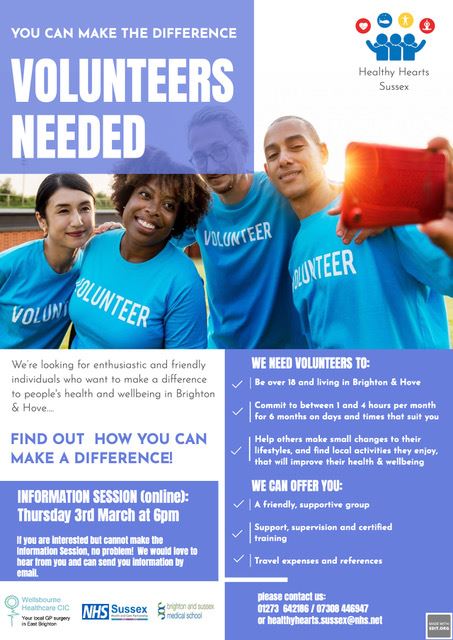 Volunteers needed for Brighton & Hove Healthy Hearts